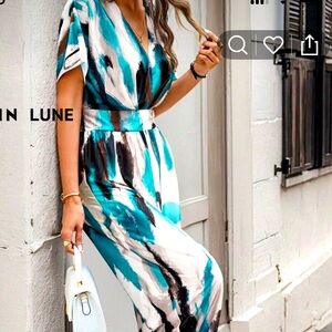 Stylish Blue and Black Jumpsuit